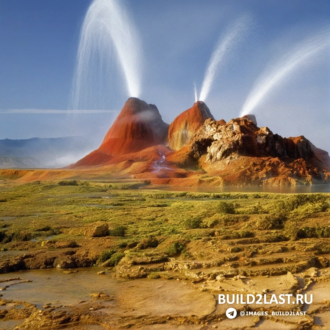 Гейзер Fly Geyser в Неваде, США, привлекает внимание своей яркой окраской и необычной формой.