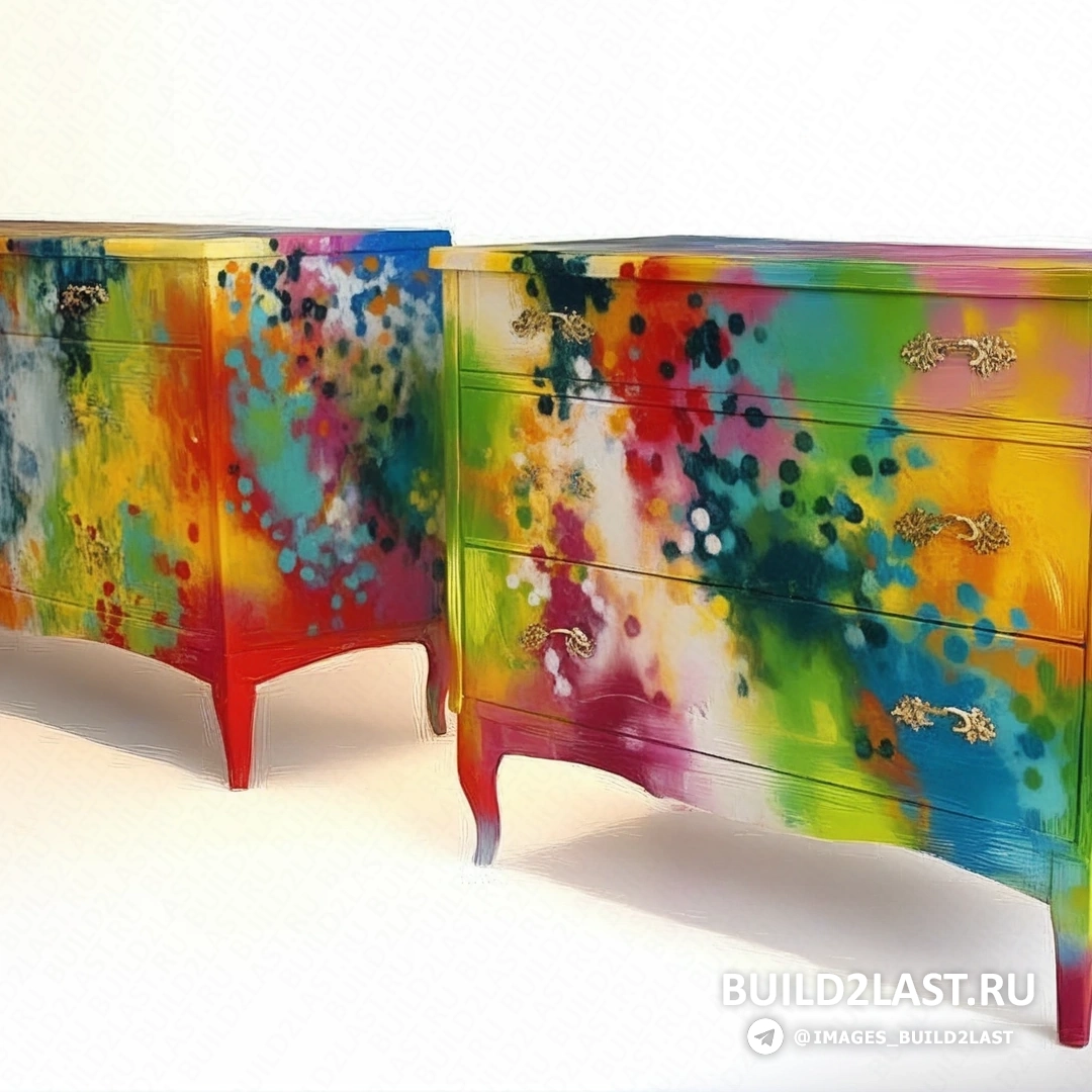 Картина в стиле граффити с ярким фоном и абстрактными рисунками, характерная для коллекции Dudeman